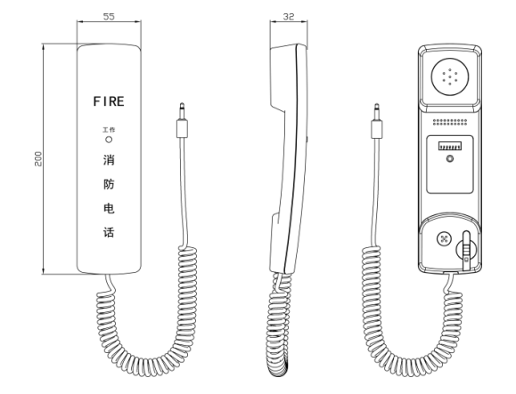 利達NAJ2212A1 總線手提式消防電話分機外形示意圖：