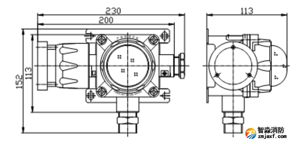 LD1000ED隔爆型火災聲光警報器外形結構示意圖